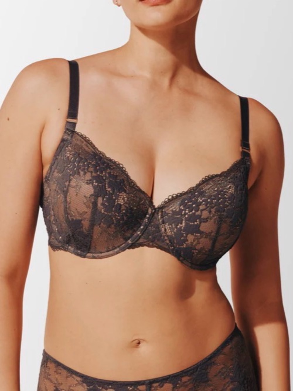 NWT New ThirdLove Charcoal Grey All Day Lace Underwire T-Shirt Bra 34D1/2